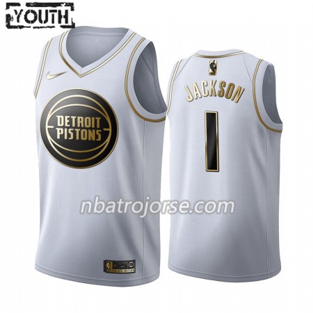Barn Detroit Pistons Tröja Reggie Jackson 1 2019-20 Nike Vit Golden Edition Swingman Barn Detroit Pistons Tröja Reggie Jackson 1 2019-20 Nike Vit Golden Edition Swingman